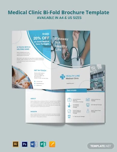 medical clinic bi fold brochure template