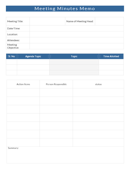 meeting minutes memo template