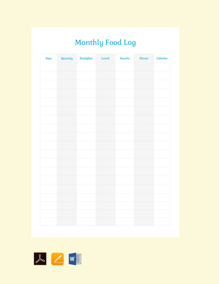 33+ Food Log Templates - DOC, PDF, Excel