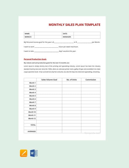 monthly-sales-plan-template