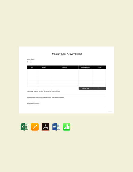 monthly sales report template