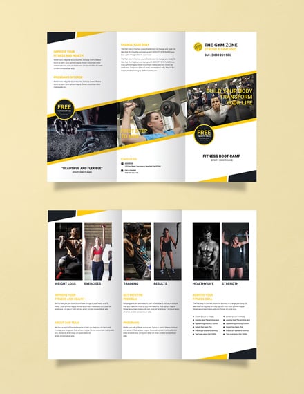 multipurpose gym trifold brochure example