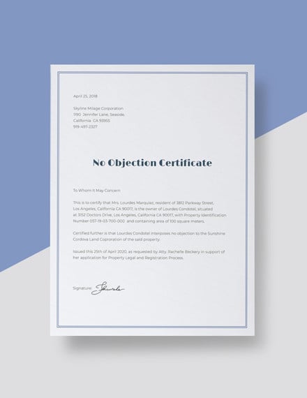 no objection certificate format