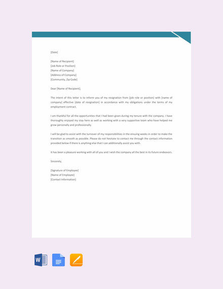 50+ Simple Resignation Letters- Word, PDF, Docs