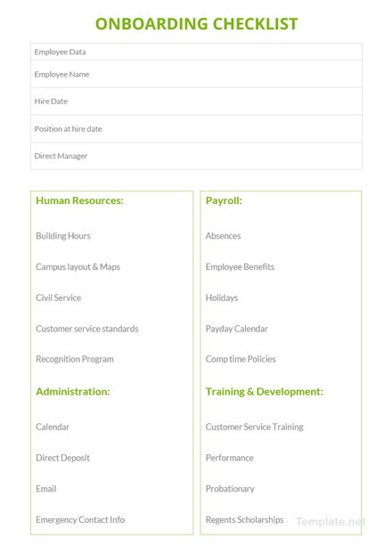 Onboarding Checklist Template