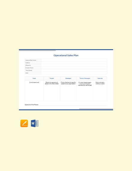 operational sales plan template