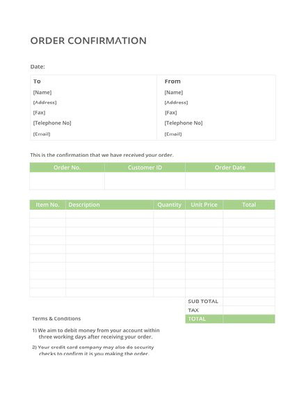 10+ Sample Order Templates