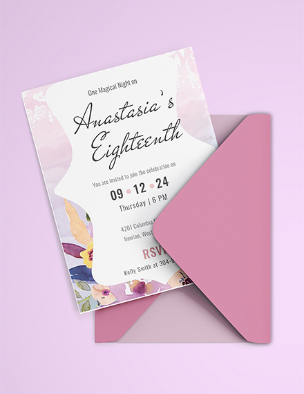 pastel debut invitation card template example