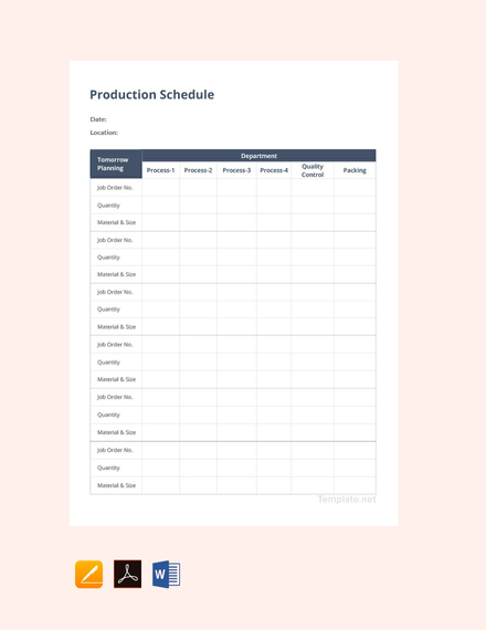 production schedule template