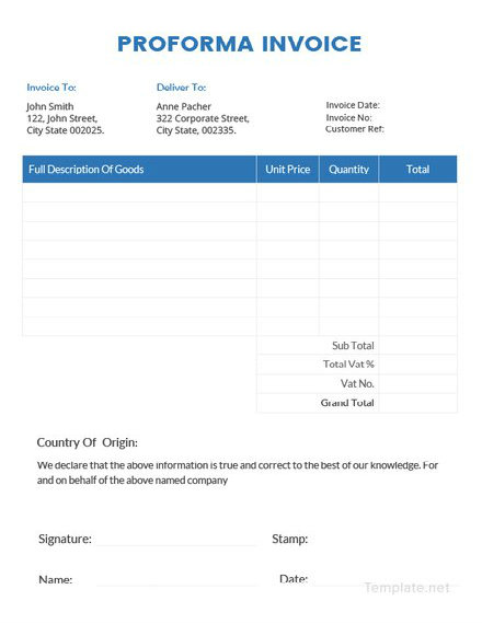 Proforma Invoice Template