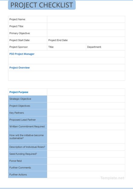 Project Checklist Template