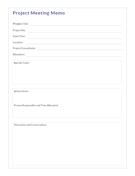 Project Meeting Memo Template