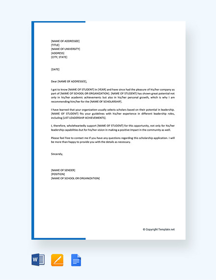 12+ Letter of Recommendation for Student Templates - MS Word | Apple ...