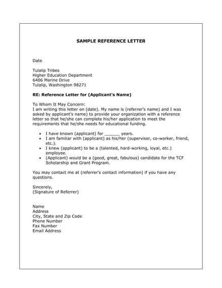 reference letter for organization sample