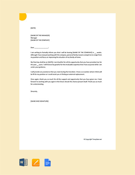 12+ Personal Reasons Resignation Letter Templates - PDF, DOC