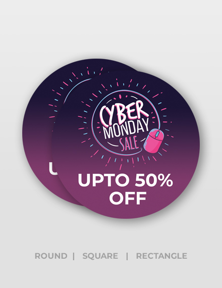 round cyber monday stickers template