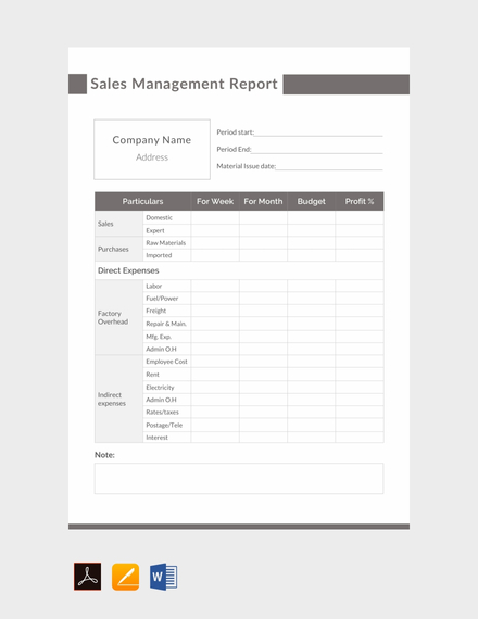 Sales Management Report Example