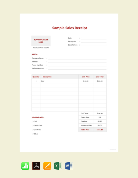 sales receipt template