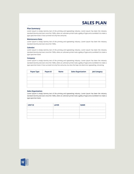 sales report plan template