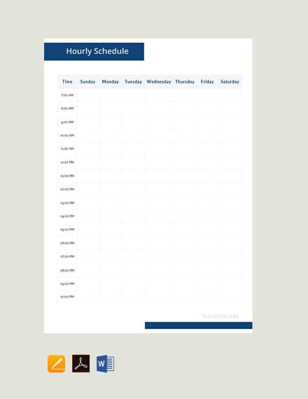 sample hourly schedule template