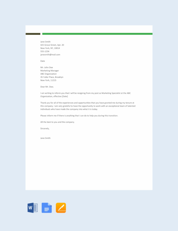 39+ Simple Resignation Letter Templates - PDF, DOC | Free ...