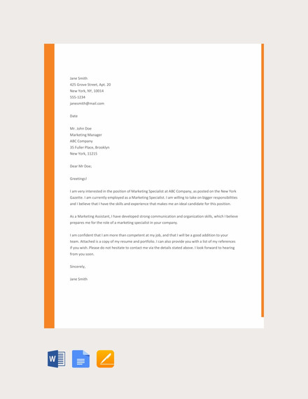 sample resume cover letter template