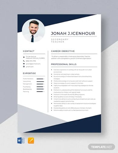 secondary-teacher-resume-template