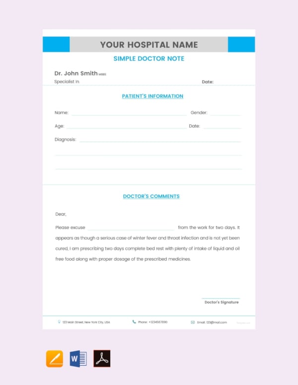 simple doctor note template