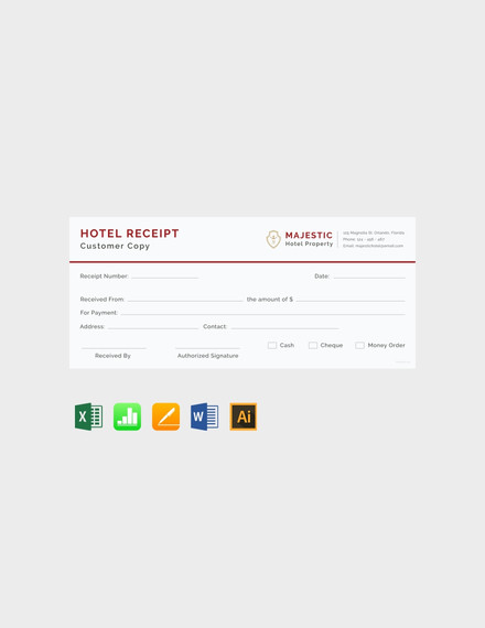 simple recibo de hotel plantilla