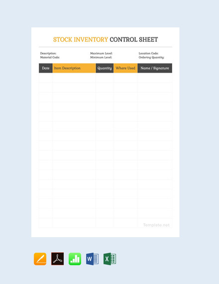 stock inventory control spreadsheet template