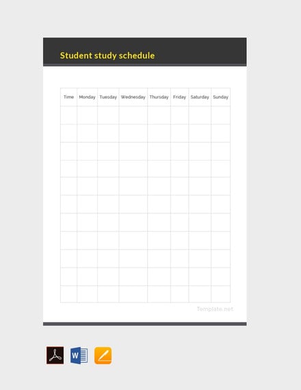 student study schedule template