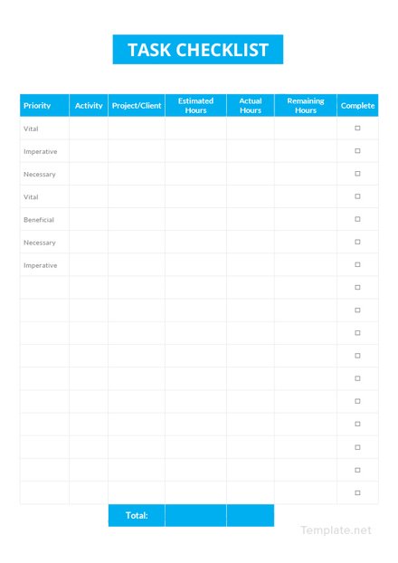 Task Checklist Template