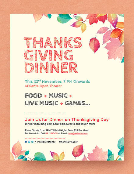 thanksgiving dinner flyer template