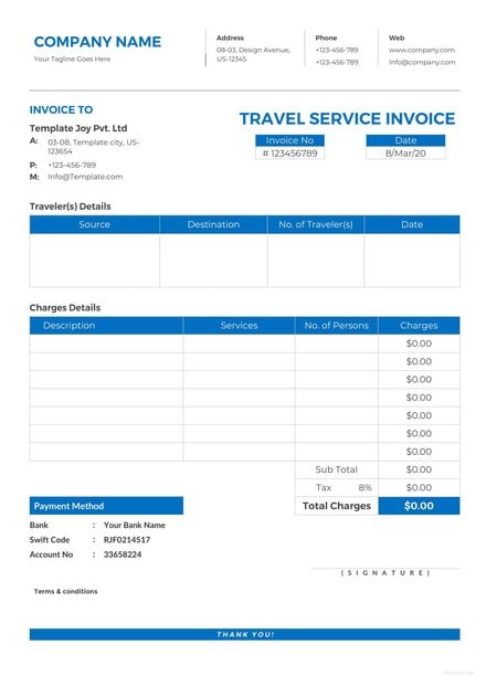 travel service invoice template 1 440x622