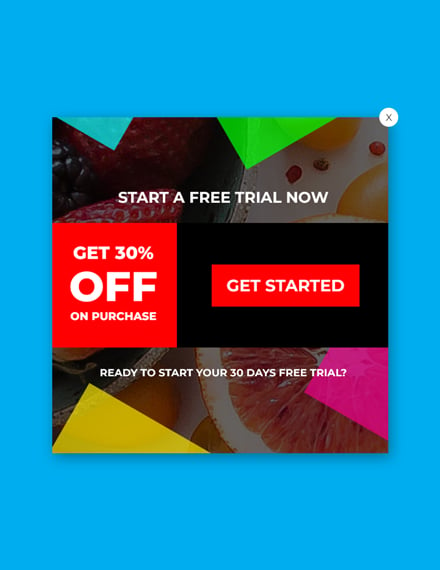 website trial pop up advertising example
