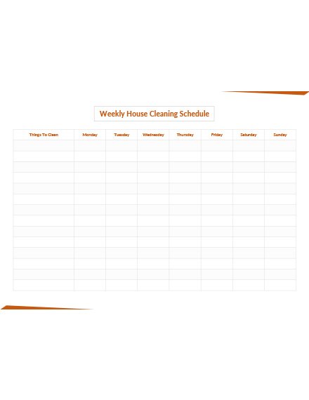 Weekly House Cleaning Schedule