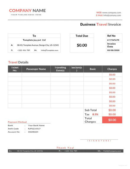business travel invoice template 1 440x622