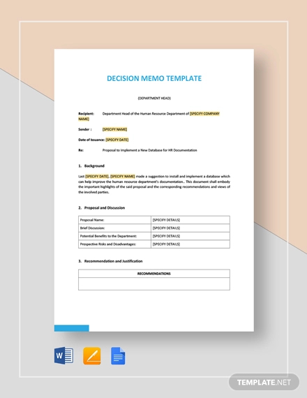 8+ Decision Memo Templates - Free Word, PDF Documents Download