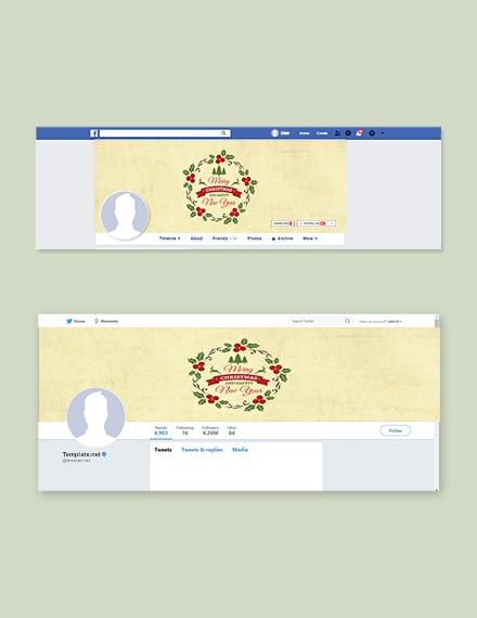 e simple christmas facebook and twitter cover page
