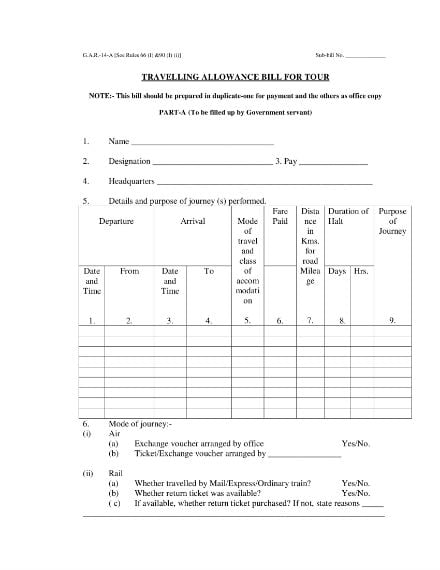 travel invoice form