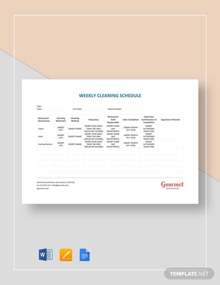45+ Cleaning Schedule Templates - PDF, DOC, Xls | Free ...