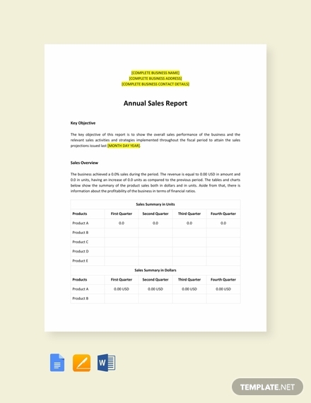 annual sales report