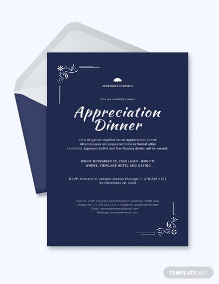 appreciation dinner invitation template