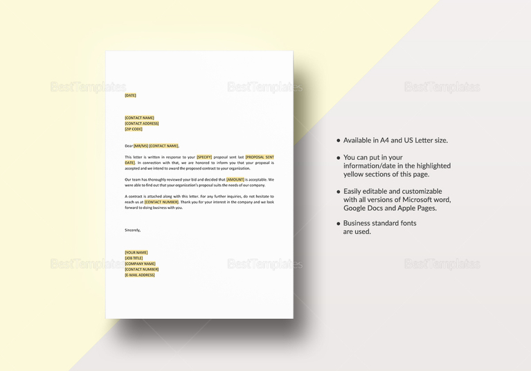 12 Awarding Contract Letter Templates Free And Premium Templates