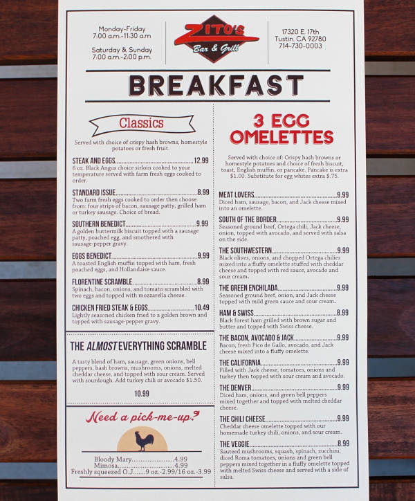 bar and grill breakfast menu example