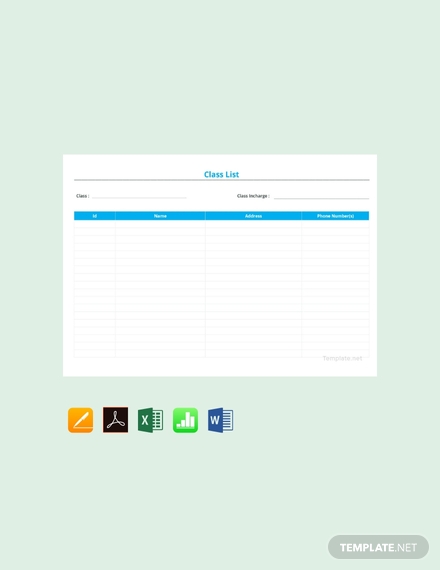 blank class list template