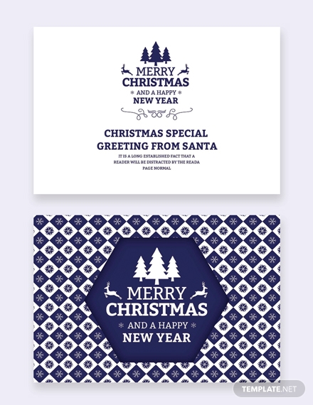blue christmas and new year card template