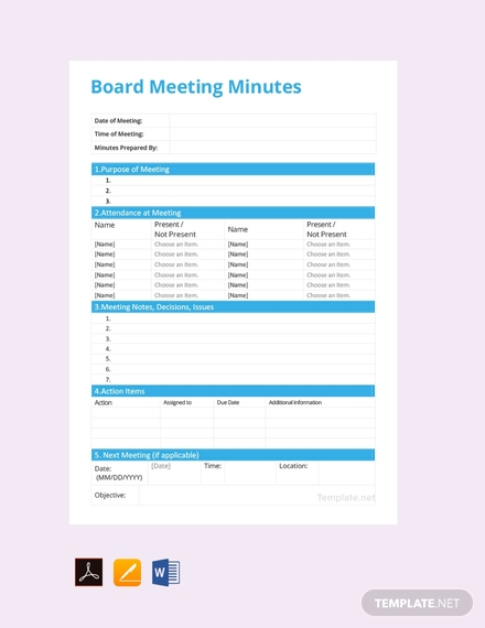 board meeting minutes template