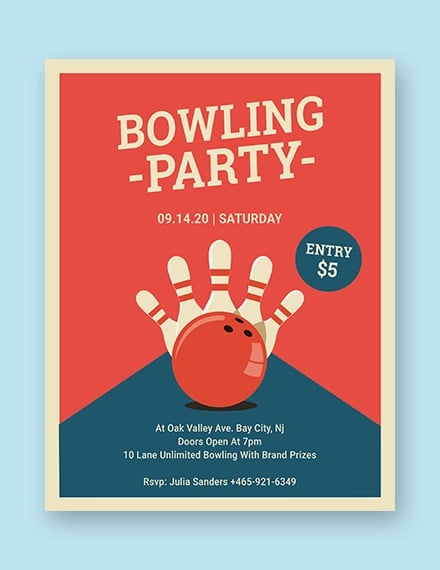 bowling party flyer template