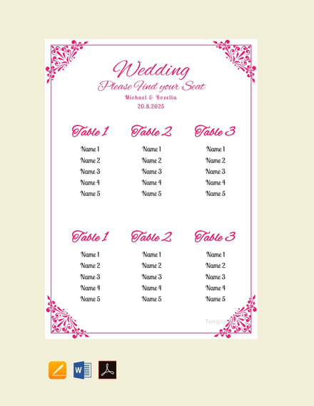 bridal shower wedding seating chart